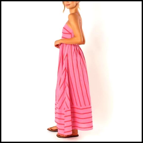 Cotton Striped Maxi Dress with Smocked Back and Spaghetti Straps - Picture 5 of 7